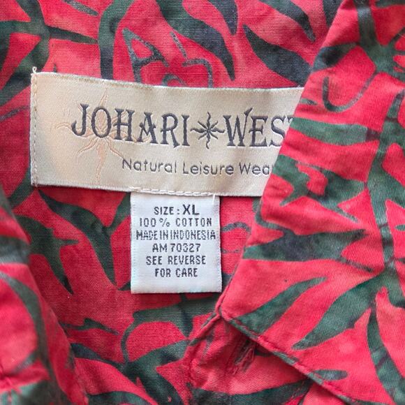 Johari West Hawaiian Shirt Moonlight Forest Batik Print, Cotton sz XL - Picture 3 of 8